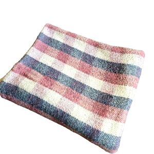 Vintage Rey Wear 100% Ecuador wool plaid blanket 62x76